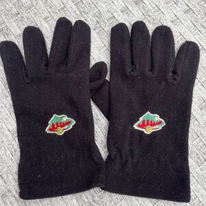 Minnesota Wild black, fleece gloves, front logo, without lining, unisex, Large